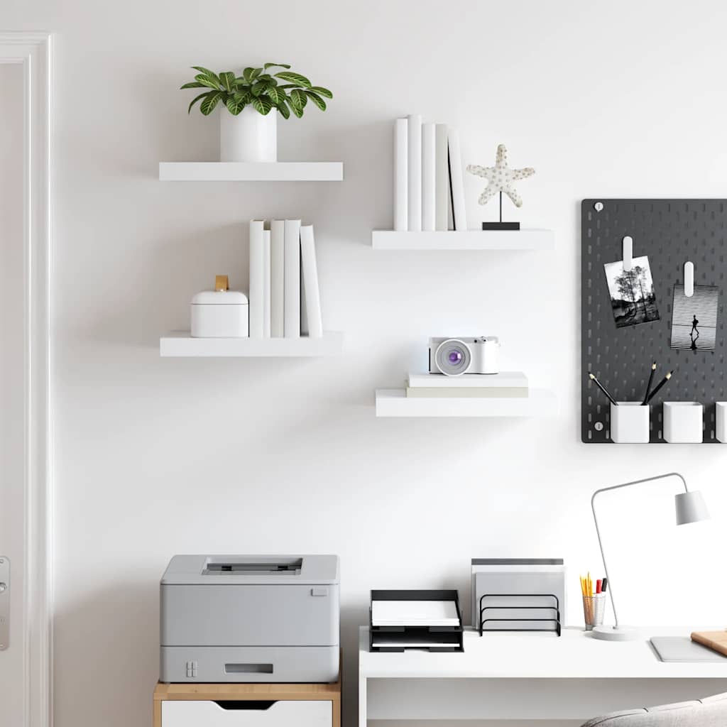 Wandschappen zwevend 4 st 40x23x3,8 cm MDF wit is nu te koop bij PeponiXL, paradijselijk wonen!