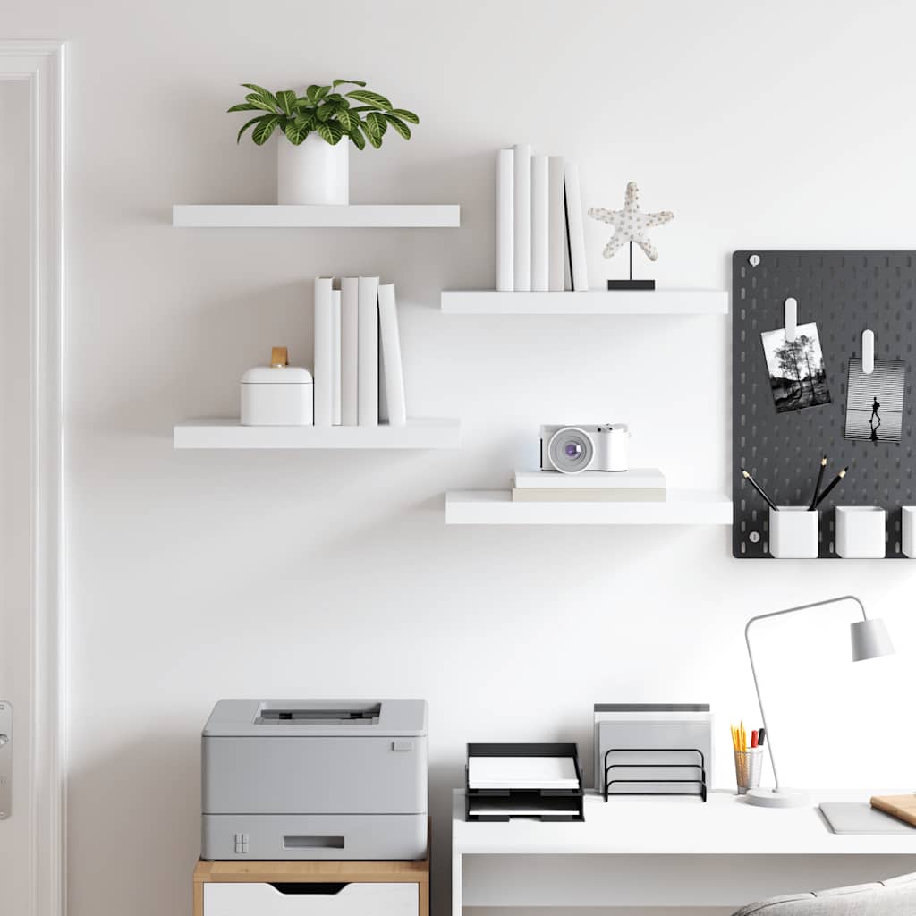 Wandschappen zwevend 4 st 50x23x3,8 cm MDF wit is nu te koop bij PeponiXL, paradijselijk wonen!