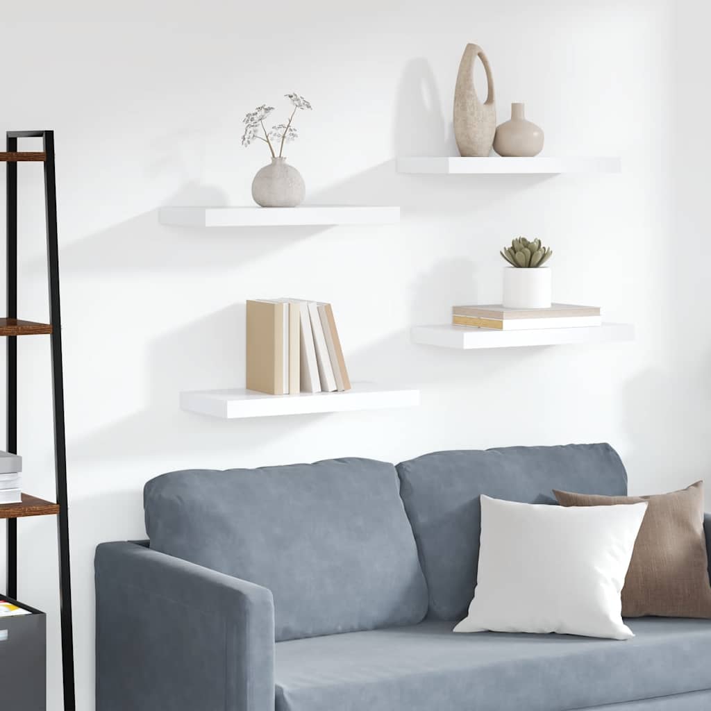 Wandschappen zwevend 4 st 50x23x3,8 cm MDF wit is nu te koop bij PeponiXL, paradijselijk wonen!