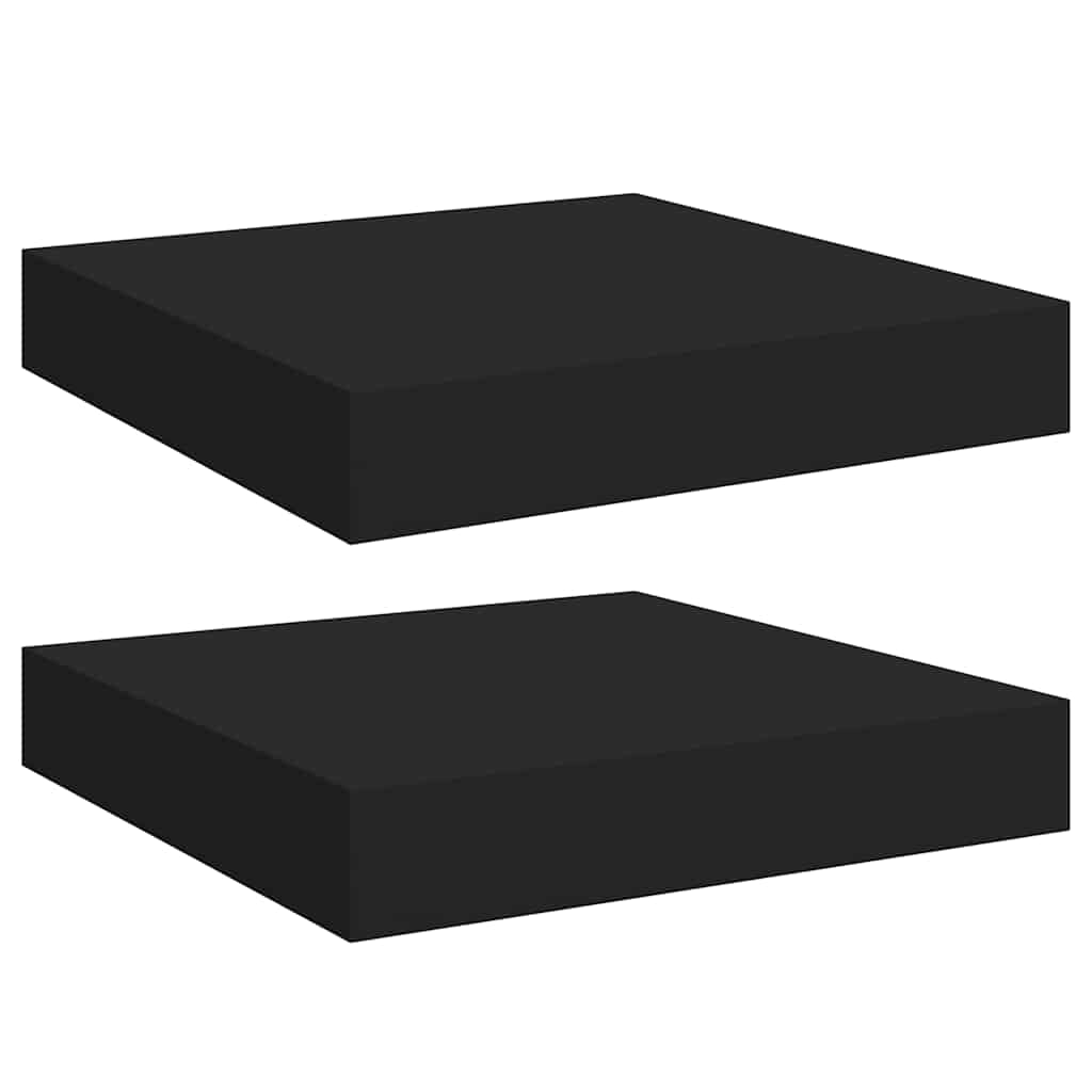 Wandschappen zwevend 2 st 23x23,5x3,8 cm MDF zwart is nu te koop bij PeponiXL, paradijselijk wonen!