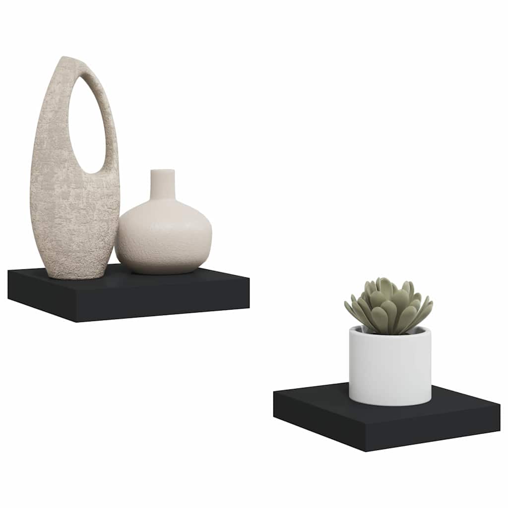 Wandschappen zwevend 2 st 23x23,5x3,8 cm MDF zwart is nu te koop bij PeponiXL, paradijselijk wonen!