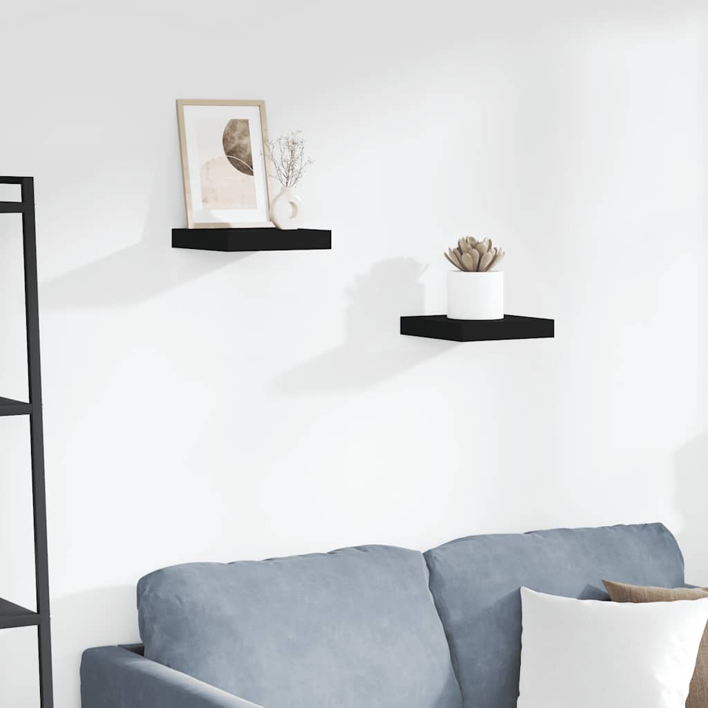 Wandschappen zwevend 2 st 23x23,5x3,8 cm MDF zwart is nu te koop bij PeponiXL, paradijselijk wonen!