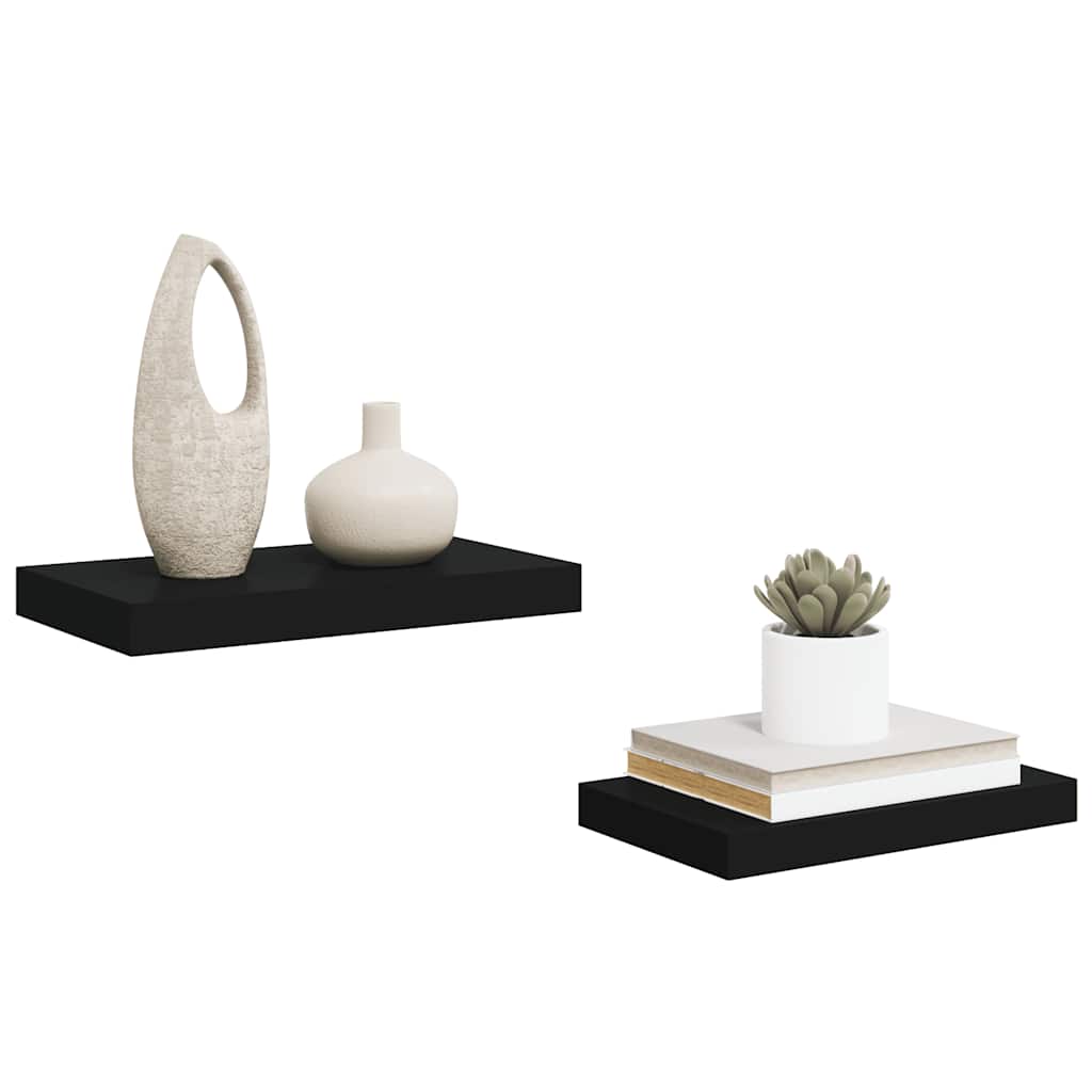 Wandschappen zwevend 2 st 40x23x3,8 cm MDF zwart is nu te koop bij PeponiXL, paradijselijk wonen!