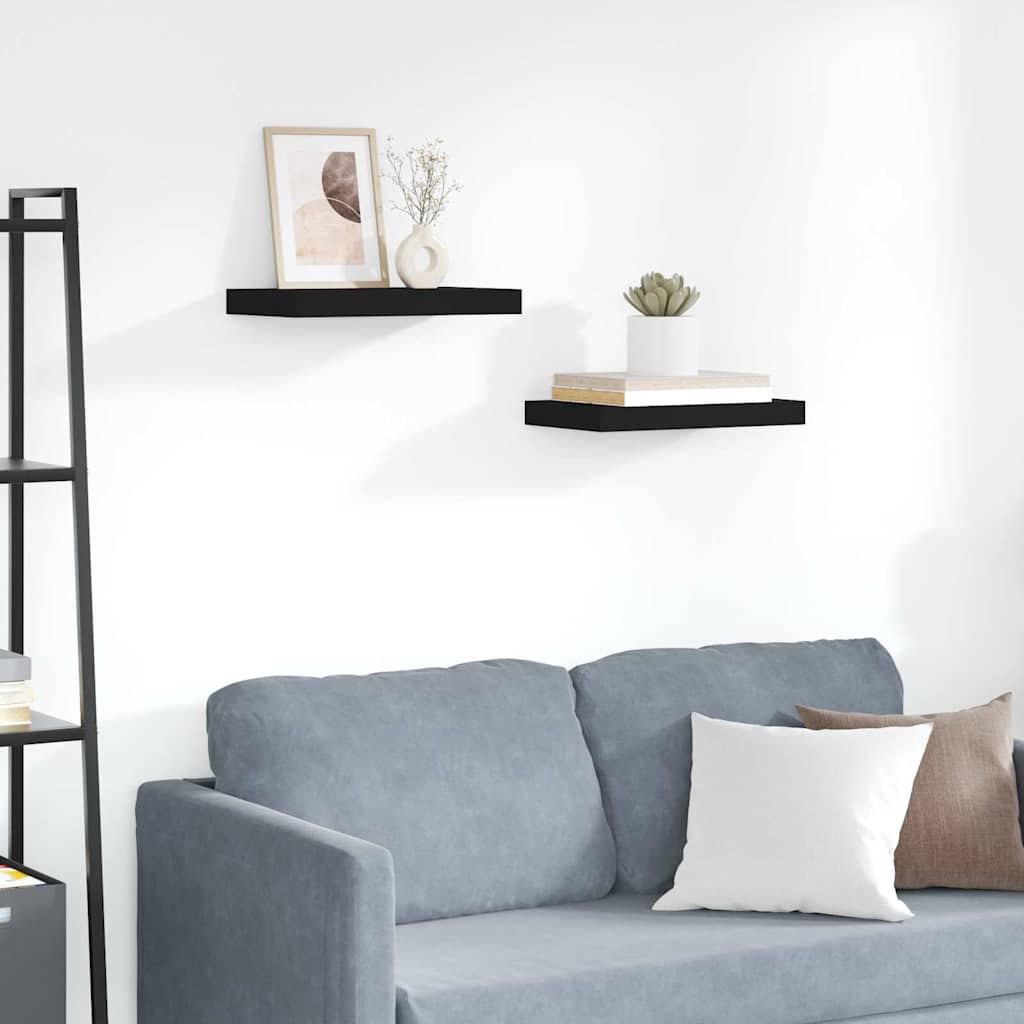Wandschappen zwevend 2 st 40x23x3,8 cm MDF zwart is nu te koop bij PeponiXL, paradijselijk wonen!