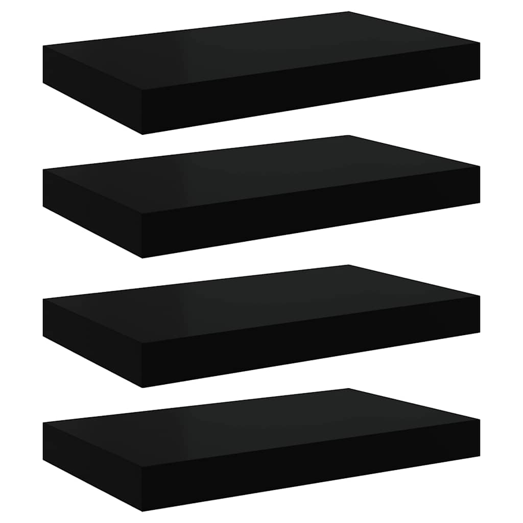 Wandschappen zwevend 4 st 40x23,5x3,8 cm MDF zwart