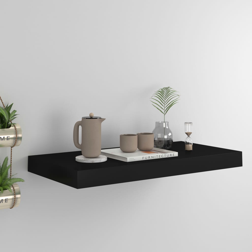 Wandschap zwevend 50x23x3,8 cm MDF zwart is nu te koop bij PeponiXL, paradijselijk wonen!