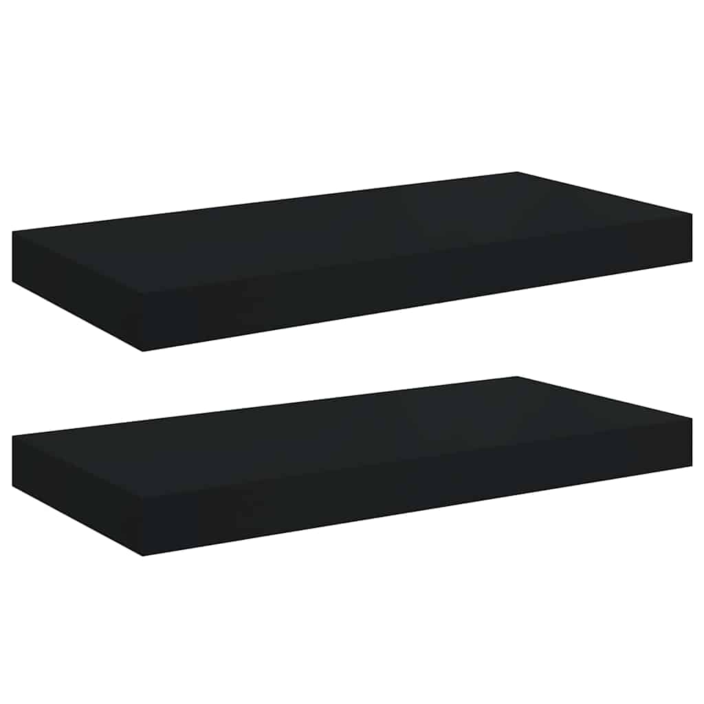 Wandschappen zwevend 2 st 50x23x3,8 cm MDF zwart is nu te koop bij PeponiXL, paradijselijk wonen!