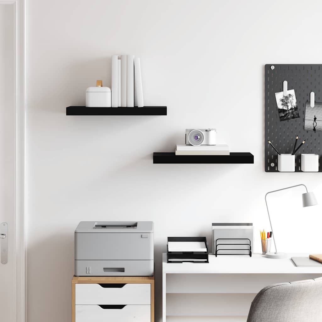 Wandschappen zwevend 2 st 50x23x3,8 cm MDF zwart is nu te koop bij PeponiXL, paradijselijk wonen!