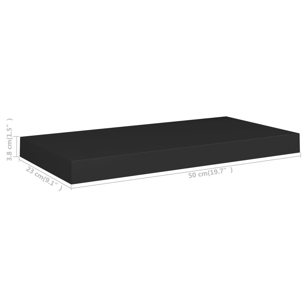 Wandschappen zwevend 2 st 50x23x3,8 cm MDF zwart is nu te koop bij PeponiXL, paradijselijk wonen!