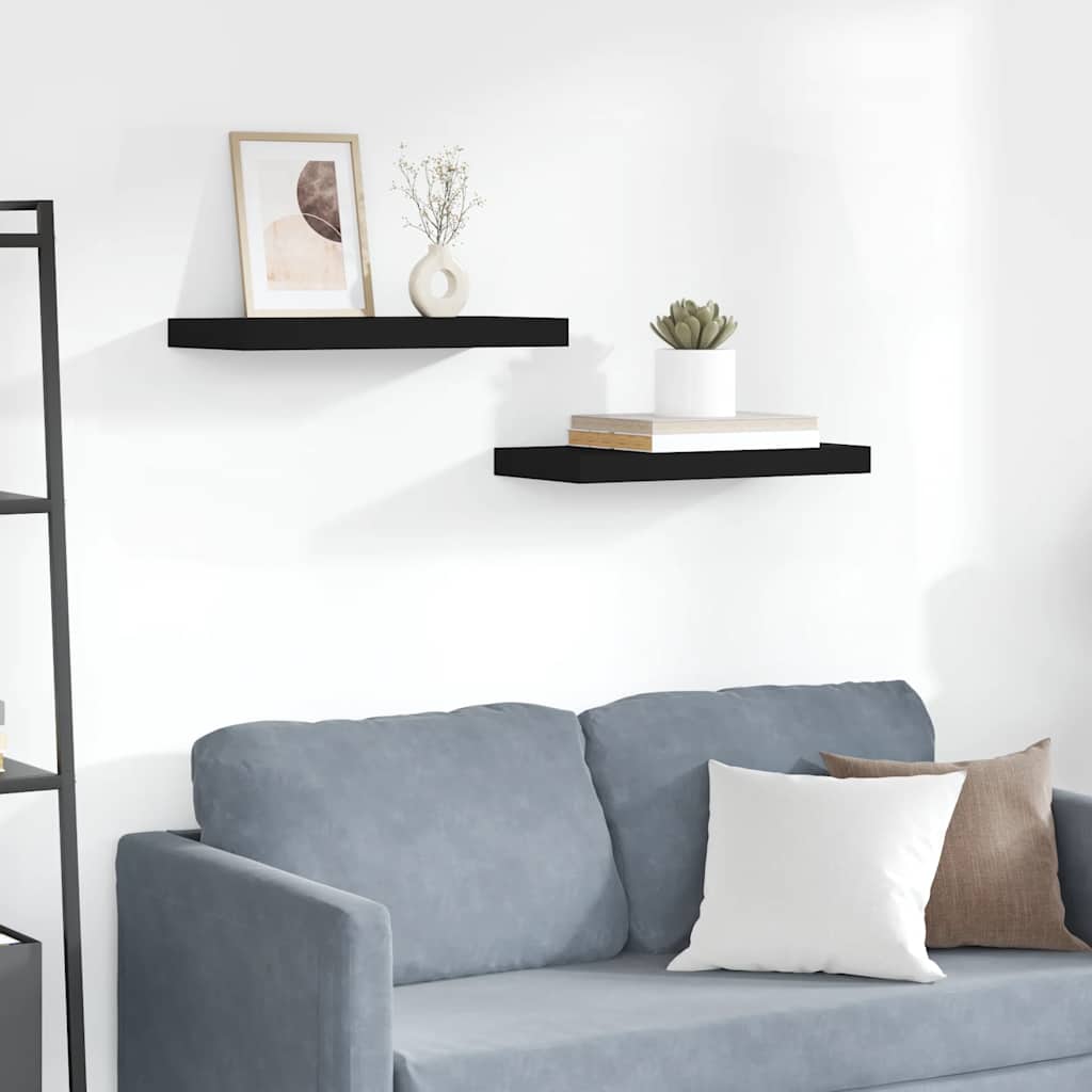 Wandschappen zwevend 2 st 50x23x3,8 cm MDF zwart is nu te koop bij PeponiXL, paradijselijk wonen!