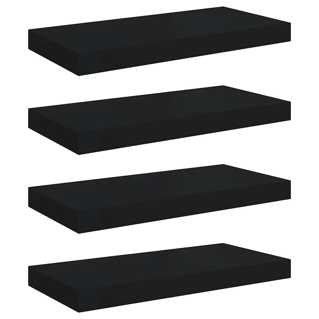 Wandschappen zwevend 4 st 50x23x3,8 cm MDF zwart is nu te koop bij PeponiXL, paradijselijk wonen!