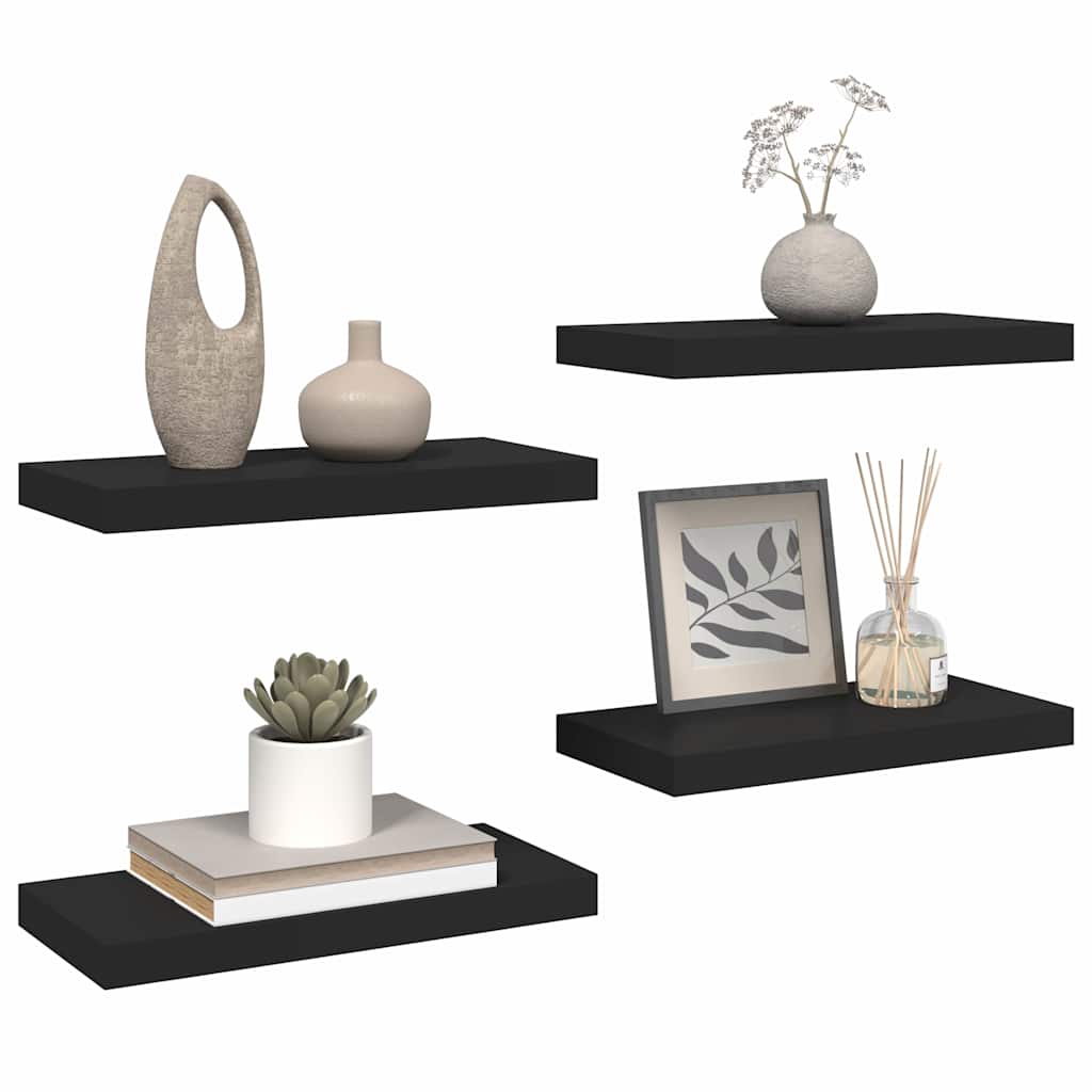Wandschappen zwevend 4 st 50x23x3,8 cm MDF zwart is nu te koop bij PeponiXL, paradijselijk wonen!