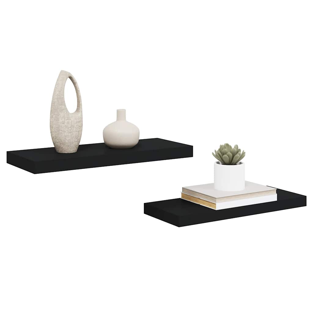 Wandschappen zwevend 2 st 60x23,5x3,8 cm MDF zwart is nu te koop bij PeponiXL, paradijselijk wonen!