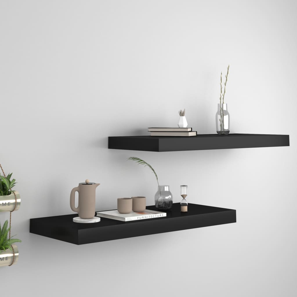 Wandschappen zwevend 2 st 60x23,5x3,8 cm MDF zwart is nu te koop bij PeponiXL, paradijselijk wonen!