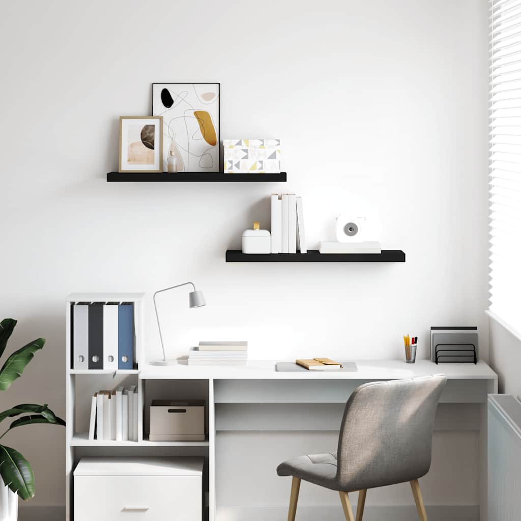 Wandschappen zwevend 2 st 80x23,5x3,8 cm MDF zwart is nu te koop bij PeponiXL, paradijselijk wonen!