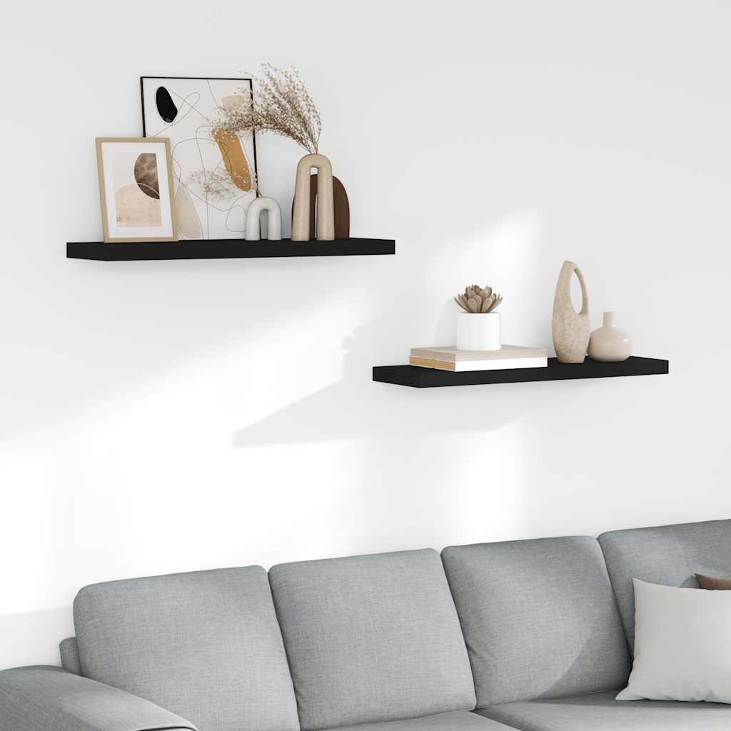 Wandschappen zwevend 2 st 80x23,5x3,8 cm MDF zwart is nu te koop bij PeponiXL, paradijselijk wonen!