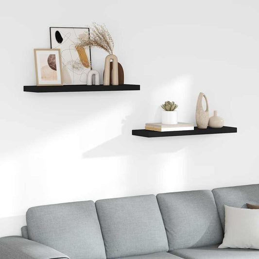 Wandschappen zwevend 2 st 80x23,5x3,8 cm MDF zwart is nu te koop bij PeponiXL, paradijselijk wonen!