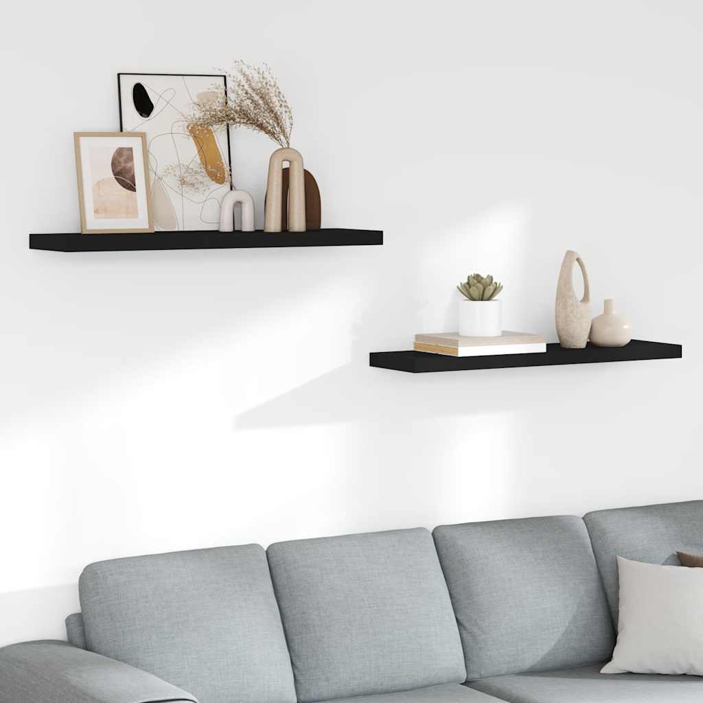 Wandschappen zwevend 2 st 90x23,5x3,8 cm MDF zwart is nu te koop bij PeponiXL, paradijselijk wonen!