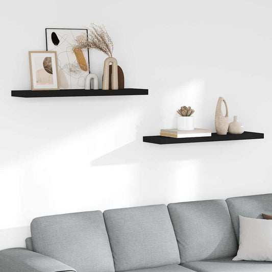 Wandschappen zwevend 2 st 90x23,5x3,8 cm MDF zwart is nu te koop bij PeponiXL, paradijselijk wonen!