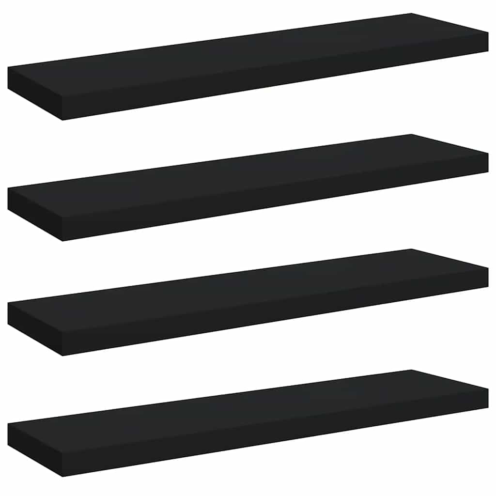 Wandschappen zwevend 4 st 90x23,5x3,8 cm MDF zwart is nu te koop bij PeponiXL, paradijselijk wonen!