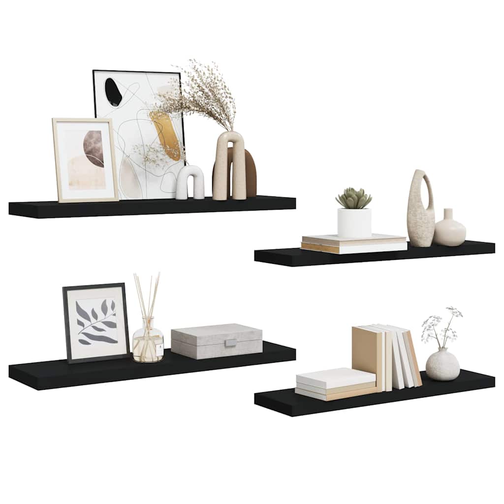 Wandschappen zwevend 4 st 90x23,5x3,8 cm MDF zwart is nu te koop bij PeponiXL, paradijselijk wonen!
