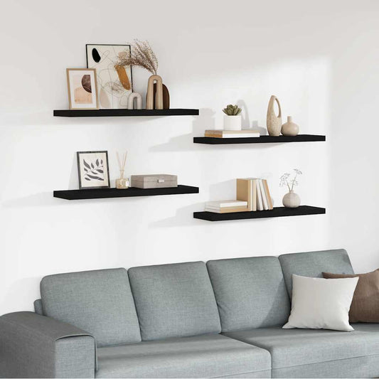 Wandschappen zwevend 4 st 90x23,5x3,8 cm MDF zwart is nu te koop bij PeponiXL, paradijselijk wonen!