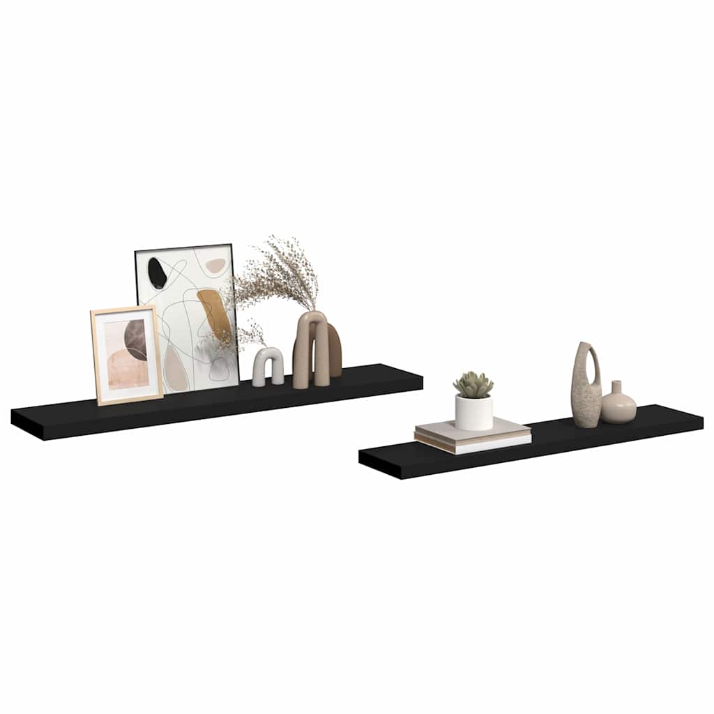 Wandschappen zwevend 2 st 120x23,5x3,8 cm MDF zwart is nu te koop bij PeponiXL, paradijselijk wonen!