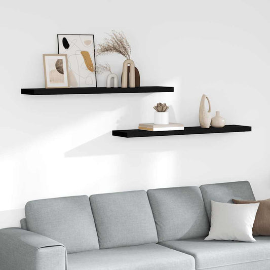 Wandschappen zwevend 2 st 120x23,5x3,8 cm MDF zwart is nu te koop bij PeponiXL, paradijselijk wonen!