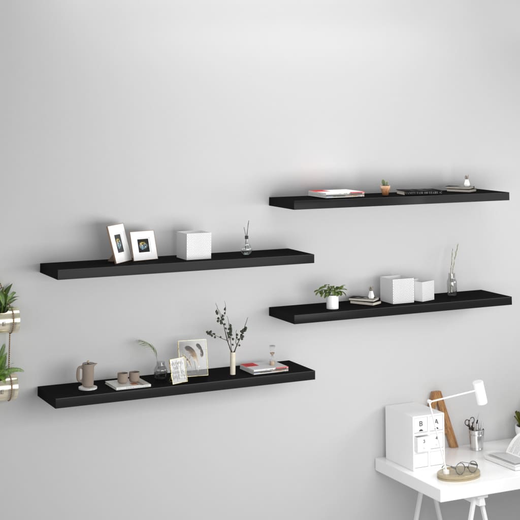 Wandschappen zwevend 4 st 120x23,5x3,8 cm MDF zwart is nu te koop bij PeponiXL, paradijselijk wonen!
