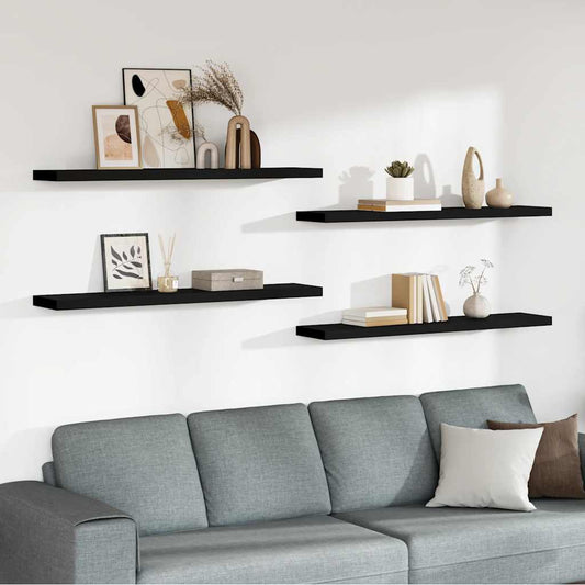 Wandschappen zwevend 4 st 120x23,5x3,8 cm MDF zwart is nu te koop bij PeponiXL, paradijselijk wonen!