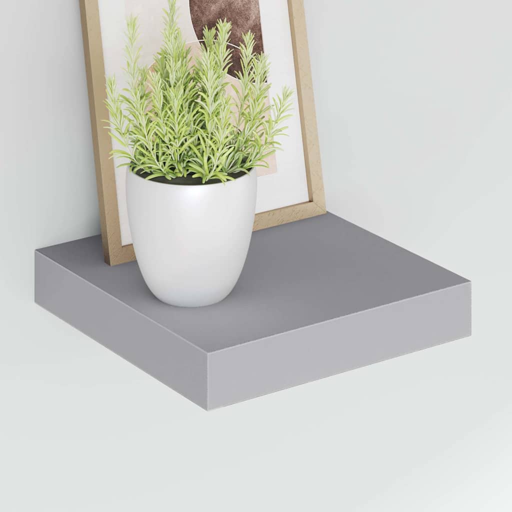 Wandschappen zwevend 2 st 23x23,5x3,8 cm MDF grijs is nu te koop bij PeponiXL, paradijselijk wonen!