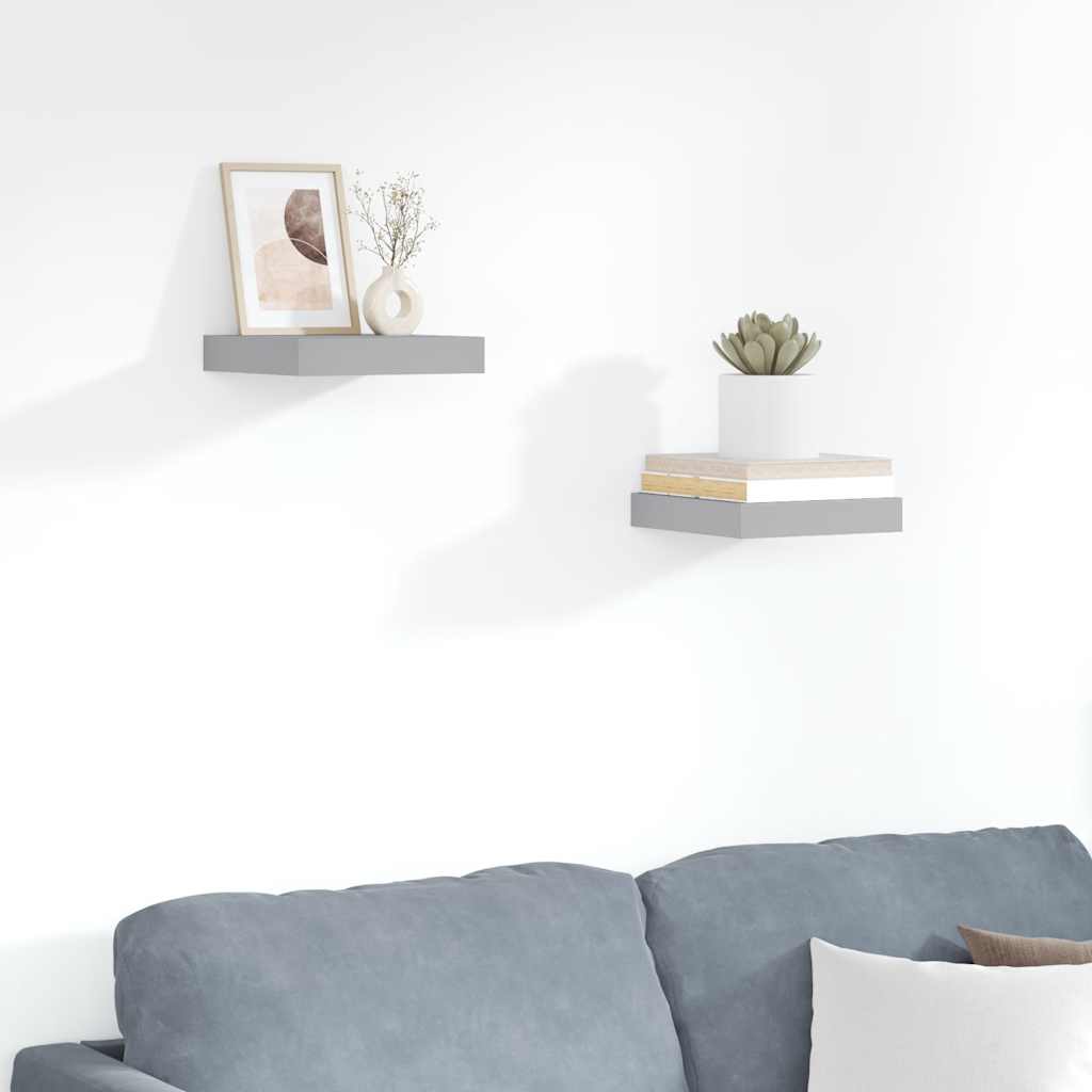 Wandschappen zwevend 2 st 23x23,5x3,8 cm MDF grijs is nu te koop bij PeponiXL, paradijselijk wonen!