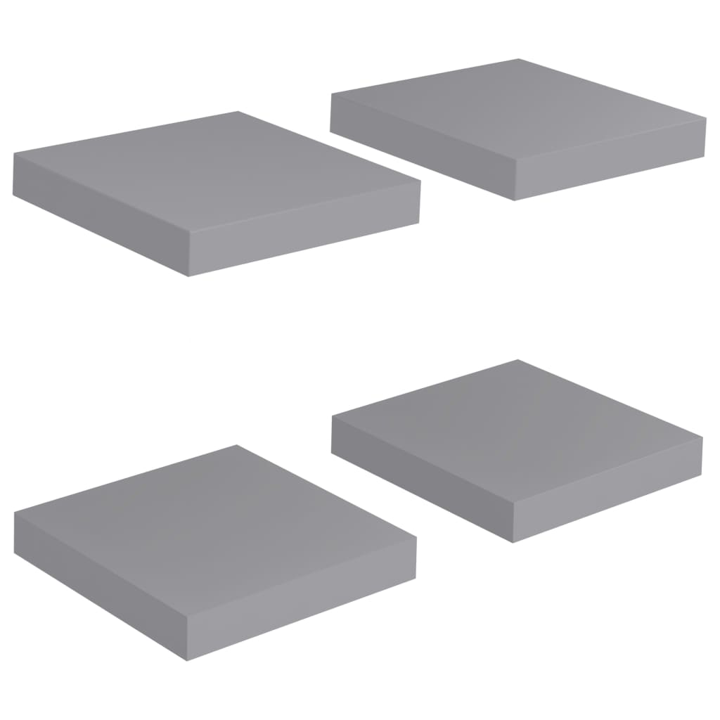 Wandschappen zwevend 4 st 23x23,5x3,8 cm MDF grijs is nu te koop bij PeponiXL, paradijselijk wonen!
