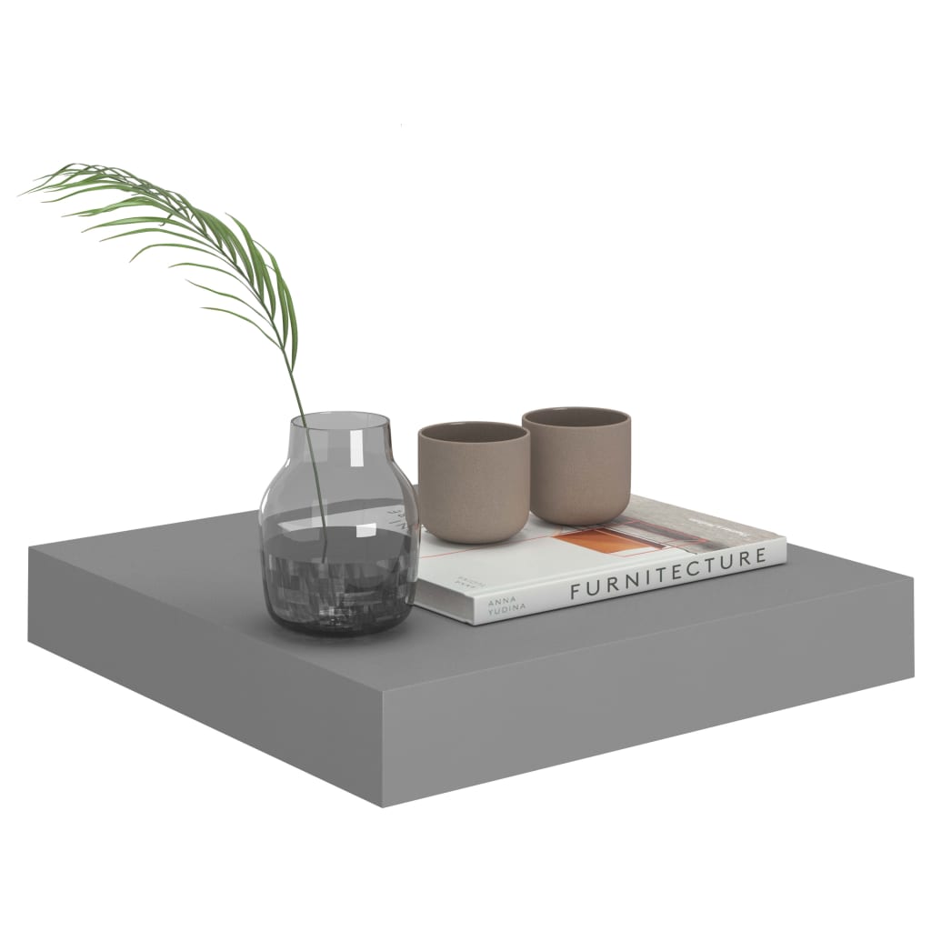 Wandschappen zwevend 4 st 23x23,5x3,8 cm MDF grijs is nu te koop bij PeponiXL, paradijselijk wonen!