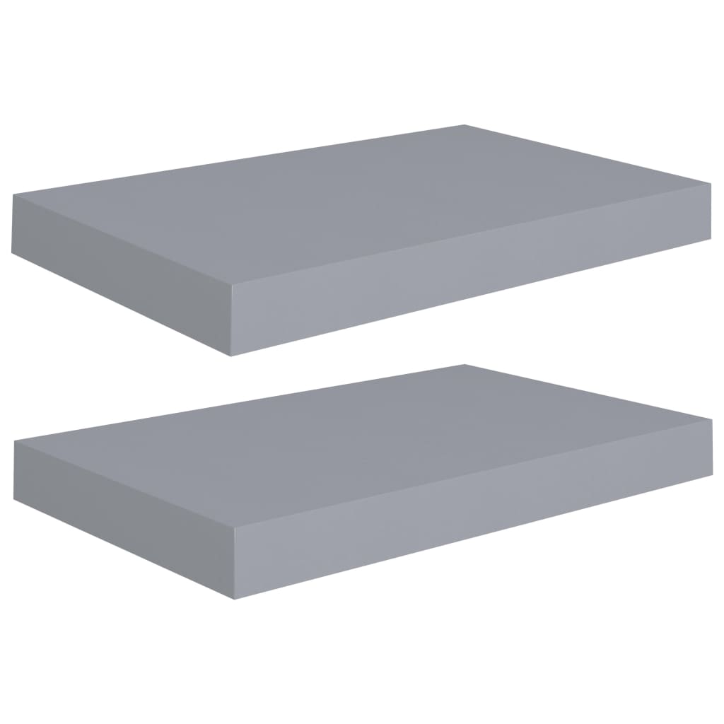 Wandschappen zwevend 2 st 40x23x3,8 cm MDF grijs is nu te koop bij PeponiXL, paradijselijk wonen!