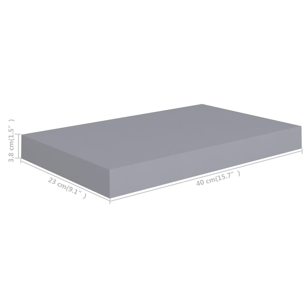 Wandschappen zwevend 2 st 40x23x3,8 cm MDF grijs is nu te koop bij PeponiXL, paradijselijk wonen!