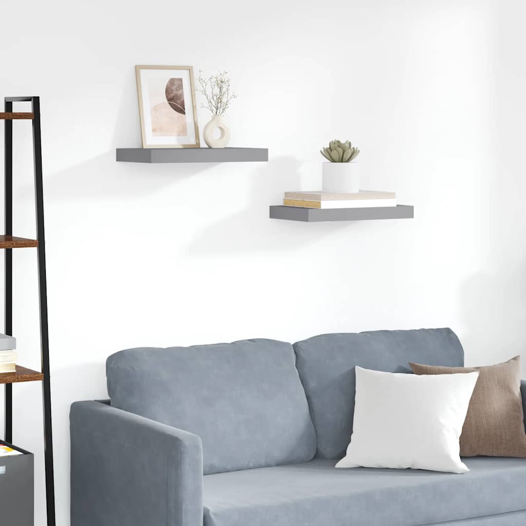 Wandschappen zwevend 2 st 40x23x3,8 cm MDF grijs is nu te koop bij PeponiXL, paradijselijk wonen!
