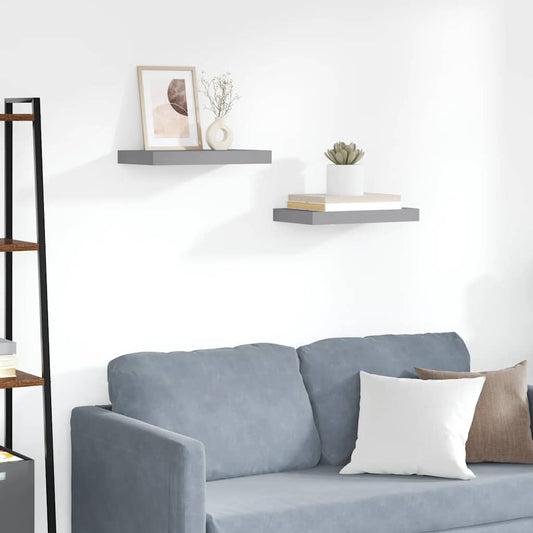 Wandschappen zwevend 2 st 40x23,5x3,8 cm MDF grijs is nu te koop bij PeponiXL, paradijselijk wonen!