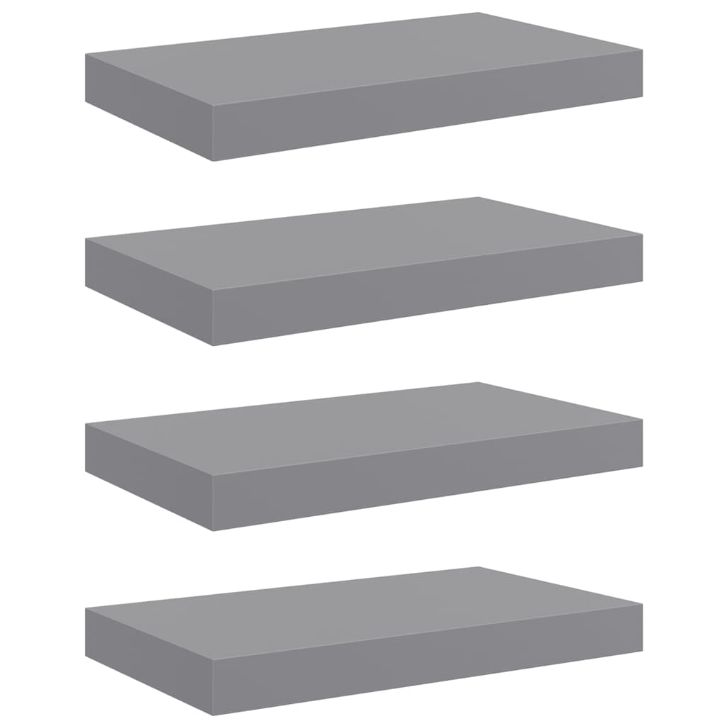 Wandschappen zwevend 4 st 40x23x3,8 cm MDF grijs is nu te koop bij PeponiXL, paradijselijk wonen!