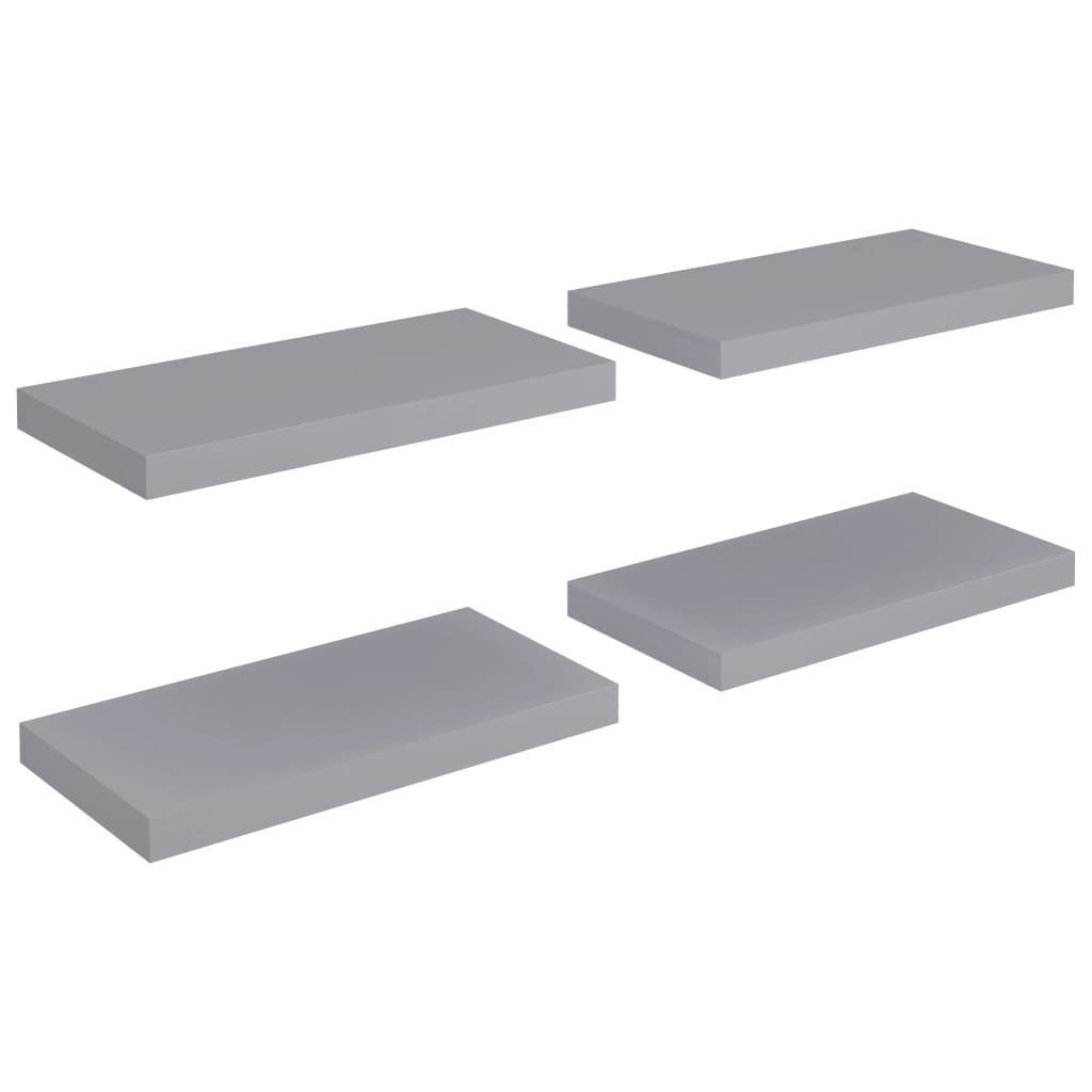 Wandschappen zwevend 4 st 50x23x3,8 cm MDF grijs is nu te koop bij PeponiXL, paradijselijk wonen!