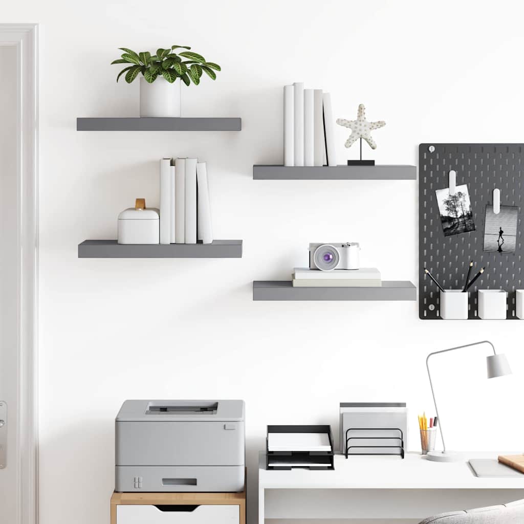 Wandschappen zwevend 4 st 50x23x3,8 cm MDF grijs is nu te koop bij PeponiXL, paradijselijk wonen!