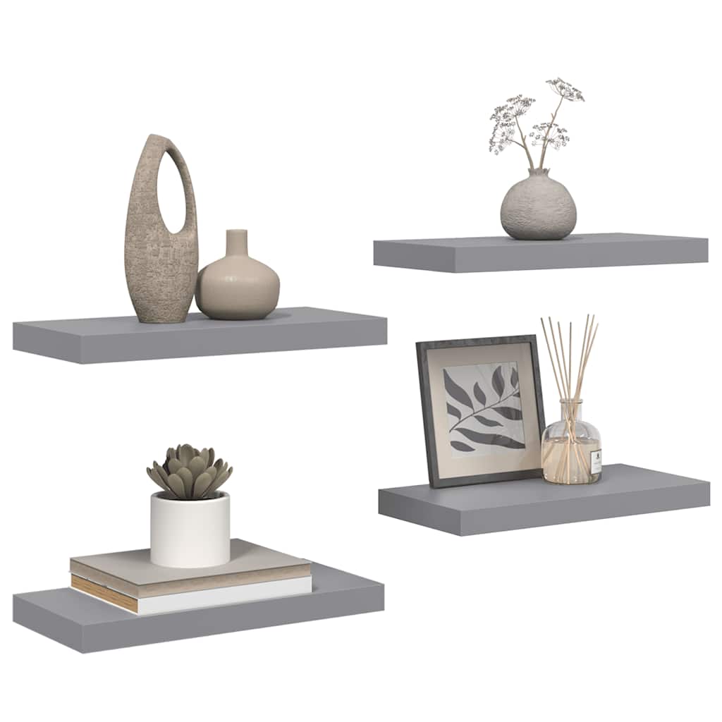 Wandschappen zwevend 4 st 50x23x3,8 cm MDF grijs is nu te koop bij PeponiXL, paradijselijk wonen!