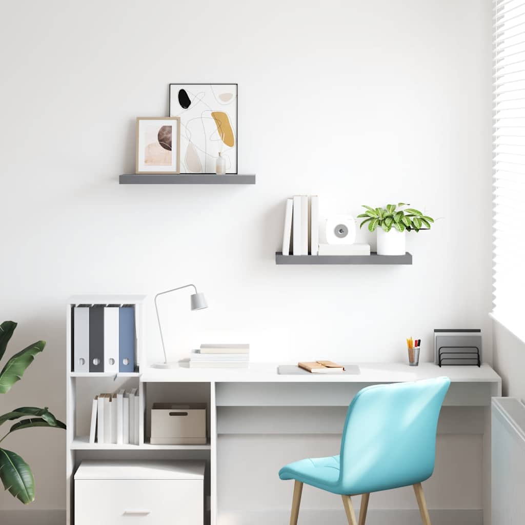 Wandschappen zwevend 2 st 60x23,5x3,8 cm MDF grijs is nu te koop bij PeponiXL, paradijselijk wonen!