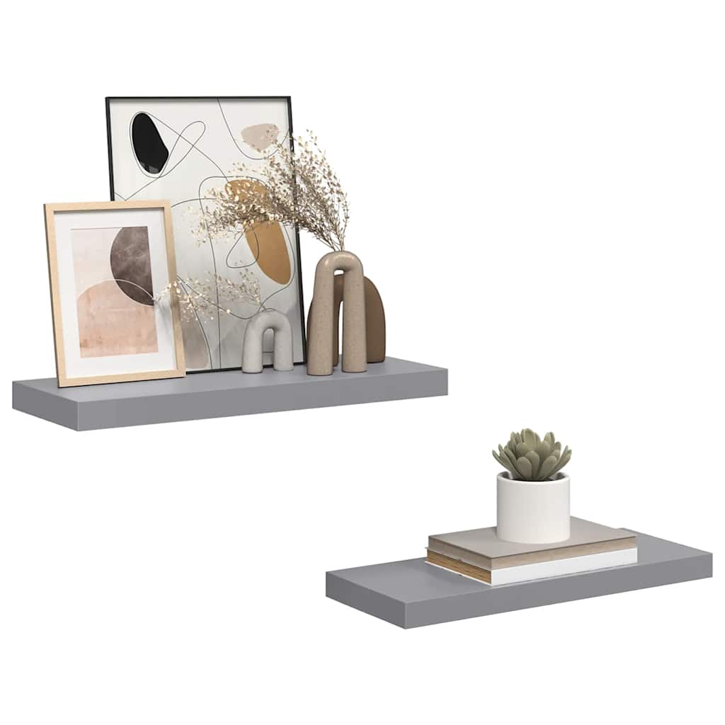 Wandschappen zwevend 2 st 60x23,5x3,8 cm MDF grijs is nu te koop bij PeponiXL, paradijselijk wonen!