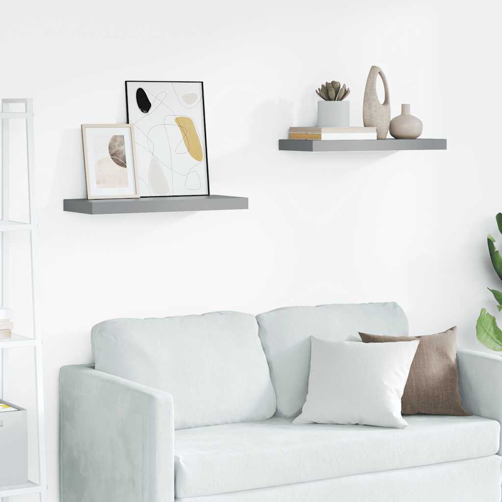 Wandschappen zwevend 2 st 60x23,5x3,8 cm MDF grijs is nu te koop bij PeponiXL, paradijselijk wonen!