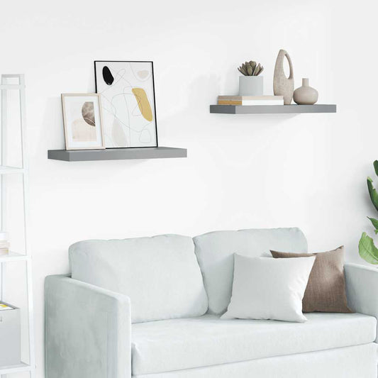 Wandschappen zwevend 2 st 60x23,5x3,8 cm MDF grijs is nu te koop bij PeponiXL, paradijselijk wonen!