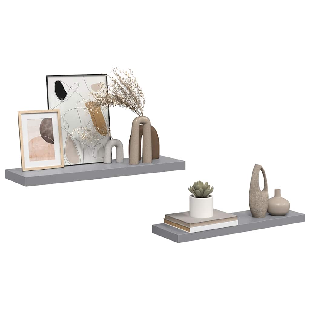 Wandschappen zwevend 2 st 80x23,5x3,8 cm MDF grijs is nu te koop bij PeponiXL, paradijselijk wonen!