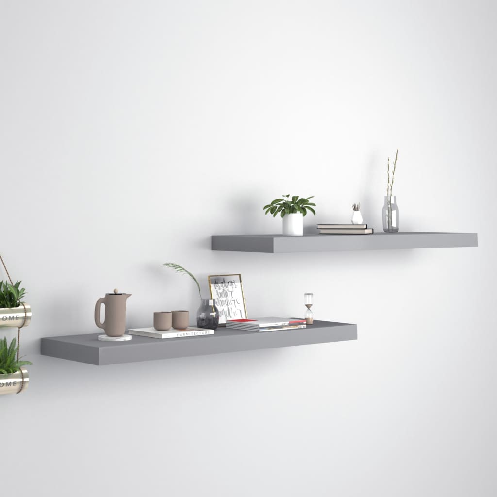 Wandschappen zwevend 2 st 80x23,5x3,8 cm MDF grijs is nu te koop bij PeponiXL, paradijselijk wonen!