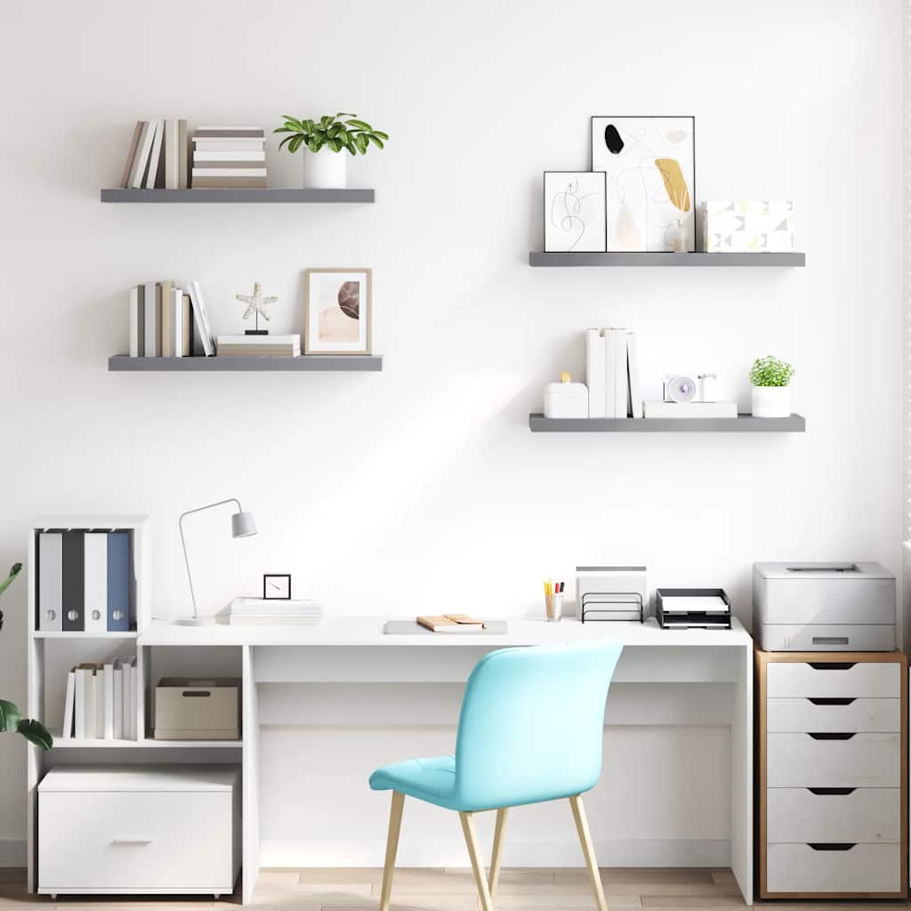 Wandschappen zwevend 4 st 80x23,5x3,8 cm MDF grijs is nu te koop bij PeponiXL, paradijselijk wonen!