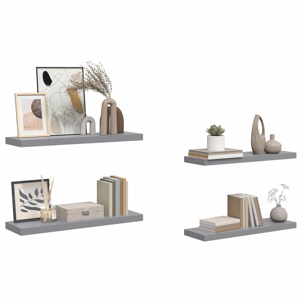 Wandschappen zwevend 4 st 80x23,5x3,8 cm MDF grijs is nu te koop bij PeponiXL, paradijselijk wonen!